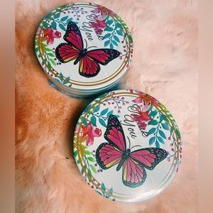 🦋 NWT Set of 12 coasters beautiful butterfly coaster thank you coaster
